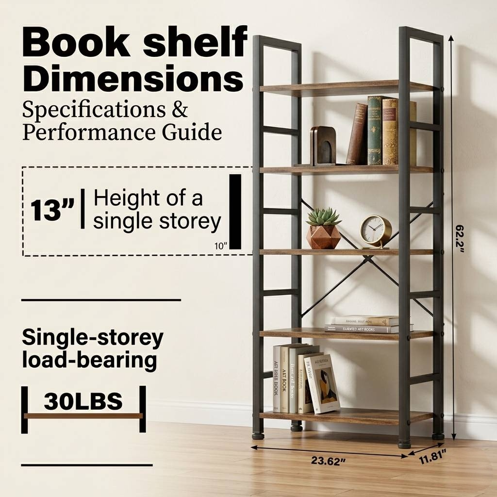 5-Tier Industrial Black Freestanding Bookcase & Shelving Rack