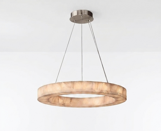 Vintage LED Marble Ring Chandelier, Lamp Art