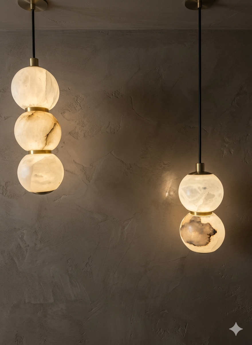 Spanish Marble Natural Stone Bead String Chandelier