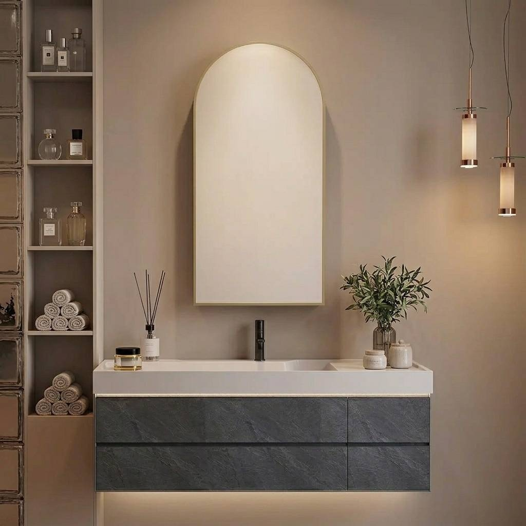 Gold Wall Mounted Medicine Cabinet with Mirror Storage