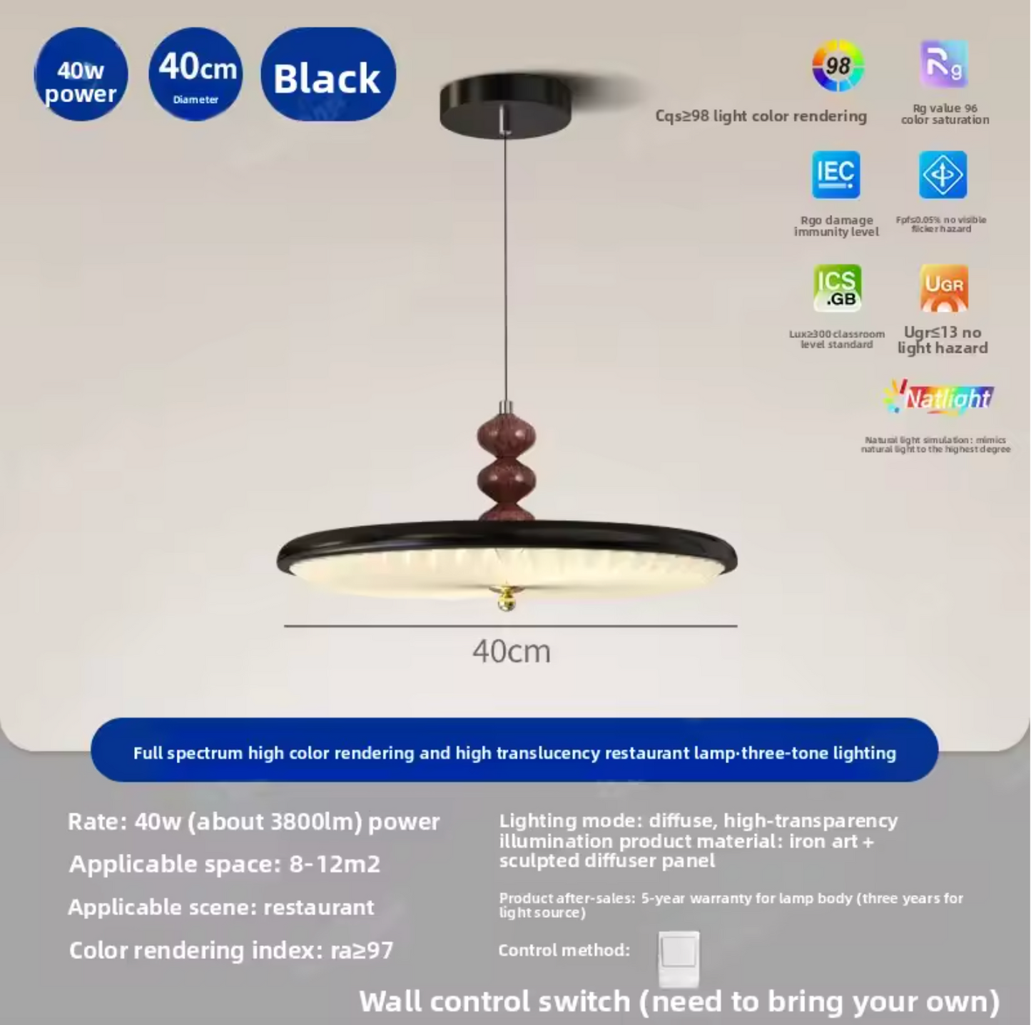 Medieval Wabi Sabi Pendant Walnut Hanging Lamp