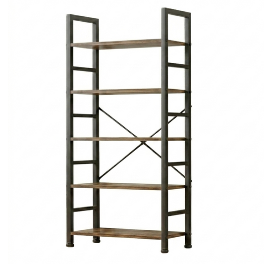 5-Tier Industrial Black Freestanding Bookcase & Shelving Rack